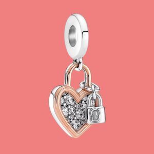 NEW Authentic Pandora 2tone Padlock Heart Charm / Pandora Bracelet